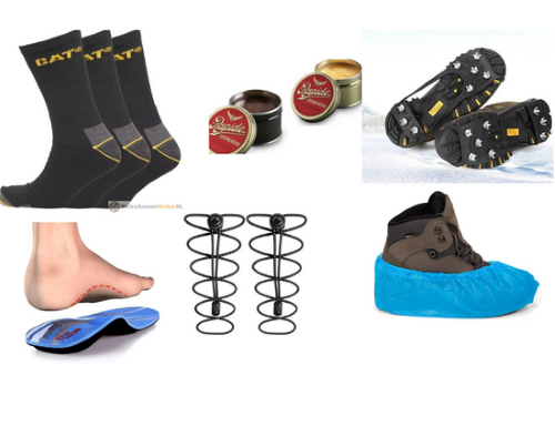 Welke extra accessoires kunnen handig zijn in combinatie met werkschoenen, zoals inlegzolen?