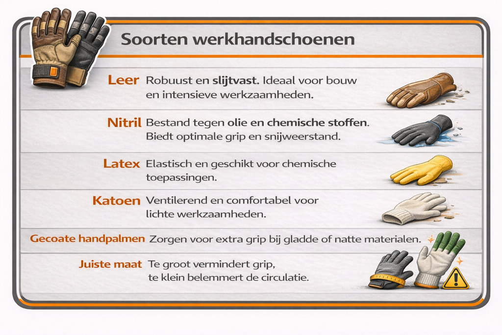 Soorten werkhandschoenen