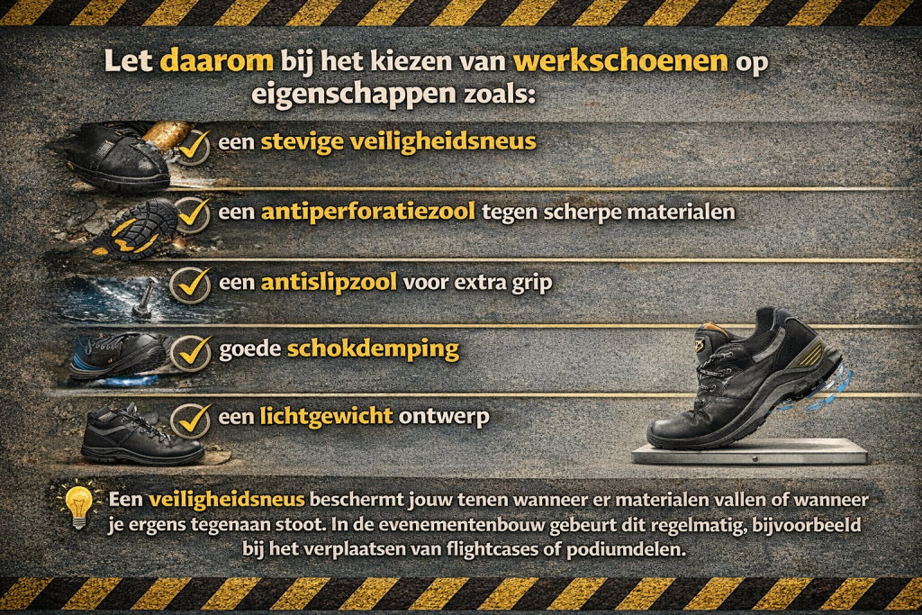 veiligheidsschoenen voor podiumbouw