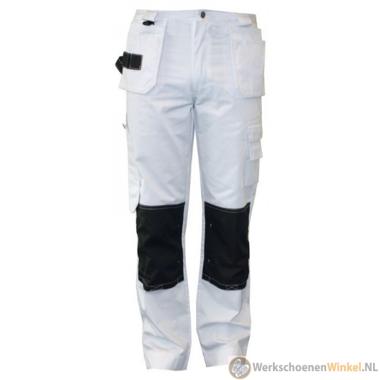 Witte Werkbroek met Kniezakken M-wear