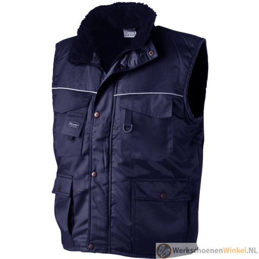 Multifunctionele bodywarmer met bontvoering Kleur Marineblauw Nu 20 korting Werkschoenenwinkel