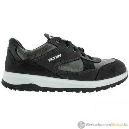 ELTEN Veiligheidsschoenen Miles Low ESD S3, dames en heren, leer, kunststof kap (lichter dan stalen neus), licht, robuust zwart, grijs 44