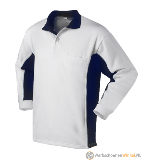 Afbeelding van Comfortabele Sportieve Wit/Navy Polosweater Workman