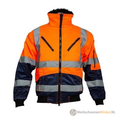 Afbeelding van Stevige Pilotjack Oranje/Blauw M-Wear