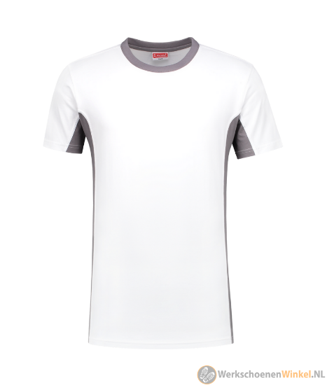 Afbeelding van Lichte Kwaliteits T-shirt Wit/Grijs Korte Mouwen