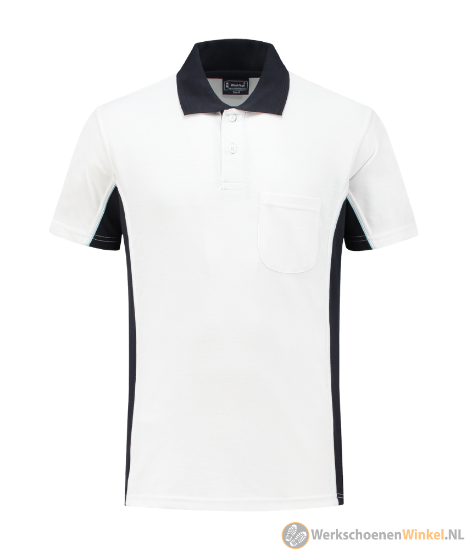 Afbeelding van Korte Mouwen Poloshirt Wit/Navy Workman