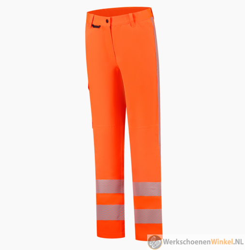 Afbeelding van Reflecterende werkbroek Twill Stretch RWS Lady Revisible met 4-way stretch - Kleur Fluor Oranje
