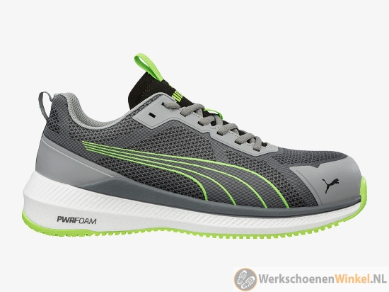 Afbeelding van Lage werkschoenen Puma Slide grijs/groen S1PL SR ESD met TPU versterking (extra grip)