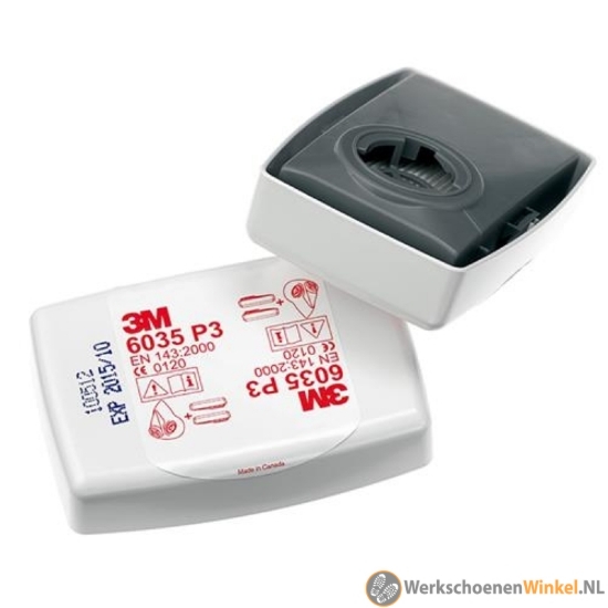Afbeelding van 3M 6035 stoffilter P3 met ruim gezichtsveld en lage ademweerstand (20 stuks)