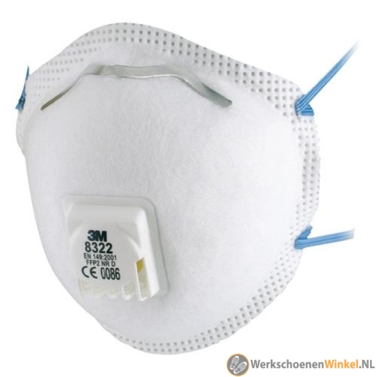Afbeelding van 3M 8322 stofmasker NR D, FFP2 bescherming, met uitademventiel (10 stuks)
