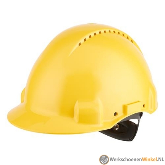 Afbeelding van Multifunctionele 3M veiligheidshelm met verstelbare ratel en plastic zweetband (geel)