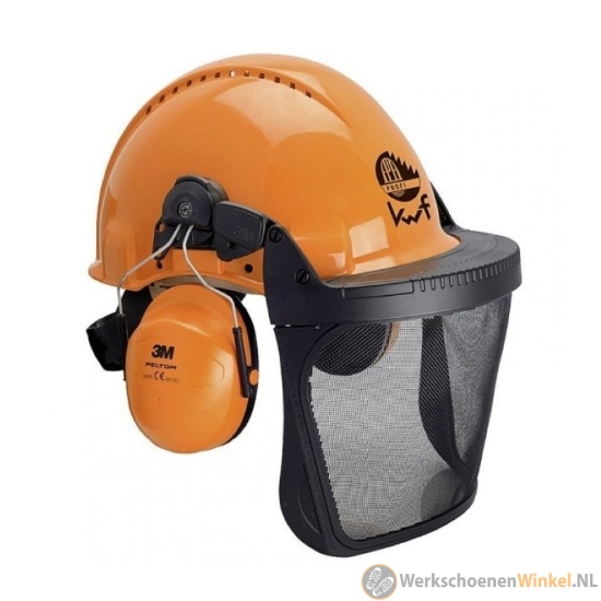 Afbeelding van Complete krachtige 3M helmcombinatie met gehoorkap en V5B vizier (oranje)