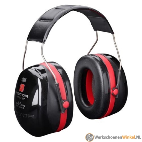 Afbeelding van 3M gehoorkappen 35 dB comfortabel met hoofdband voor extreem hoge geluidsniveaus (zwart/rood) 