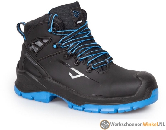Afbeelding van Metaalvrije veiligheidsschoen Bicap High S3S SR met extra hielondersteuning - zwart/blauw