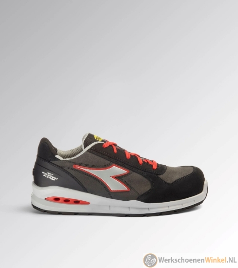 Afbeelding van Ademende Diadora Run Airbox werkschoen Low S3S FO SR K-Sole antipenetratiezool - asfalt/zilver/rood 