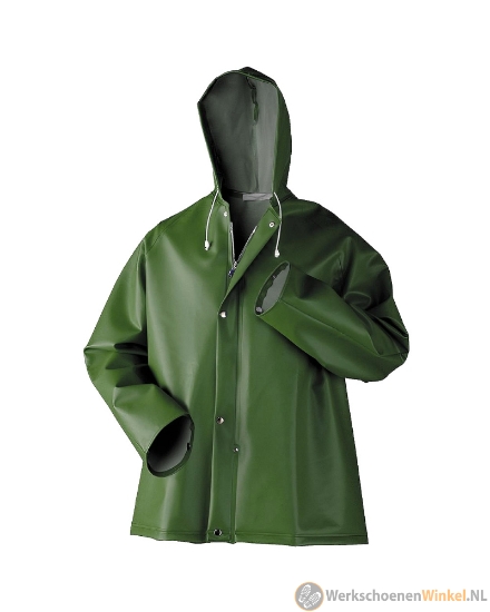 Afbeelding van Waterdichte Dolfing regenjas slijtvast PVC capuchon met koord P1 - groen