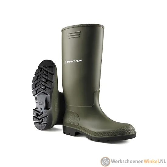 Afbeelding van Waterdichte Dunlop werklaars SB lichtgewicht PVC met antislip - groen/zwart