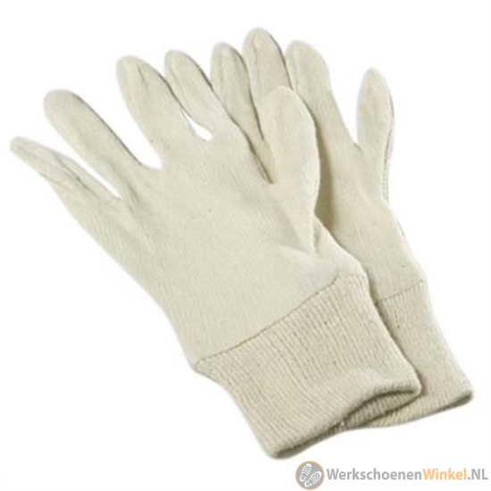 Handschoen interlock wit, pak 10 pr