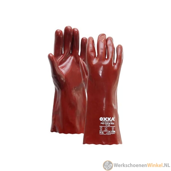 Afbeelding van Volledig PVC-gecoate Oxxa 17-135 PVC-Chem-Red werkhandschoen (350 mm lang)