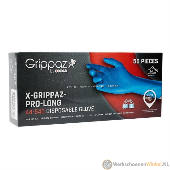 Oxxa 44-545 X-Grippaz-Pro-Long blauw, dispenser à 50 stuks