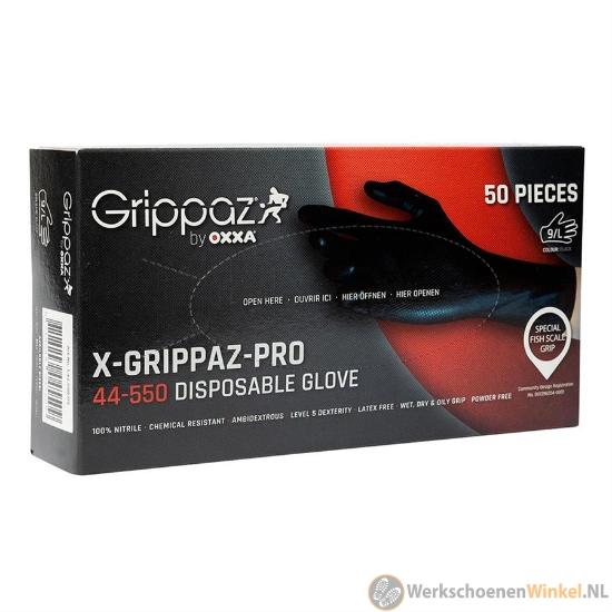 Oxxa 44-550 X-Grippaz-Pro zwart, dispenser à 50 stuks