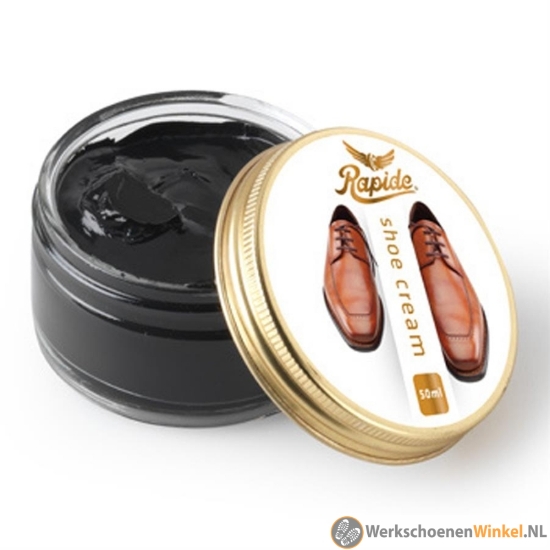 Afbeelding van Rapide Schoencrème Zwart 50 ml waterafstotend gladleer