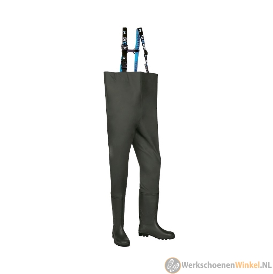 Afbeelding van Rubberen lieslaars Sioen Glenroe wader met bretels en gesp (ademend en winddicht) - khaki