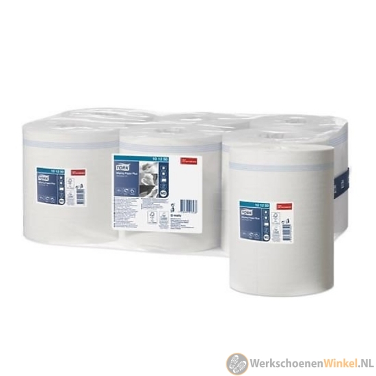 Afbeelding van Tork wiping plus centerfeed poetspapier (sterk, zacht & absorberend) – 2-laags wit, 6 rollen