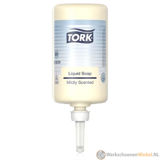 Tork 420501 Mild Geparfumeerde Vloeibare Handzeep, lichtgeel, geparfumeerd, 1ltr/flacon, 6st/doos