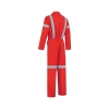 Afbeelding van Comfortabele hi-vis overall met reflectie striping 100% katoen en ademend - rood