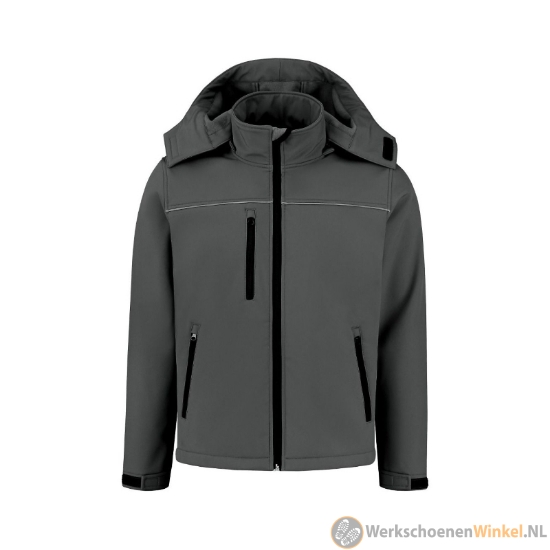 Afbeelding van Softshell werkjas met capuchon ademend en comfortabel (waterafstotend) - grijs