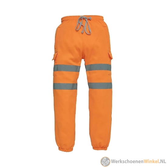 Afbeelding van Comfortabele YOKO werkbroek met elastische tailleband en reflectiestriping  (fluororanje) 