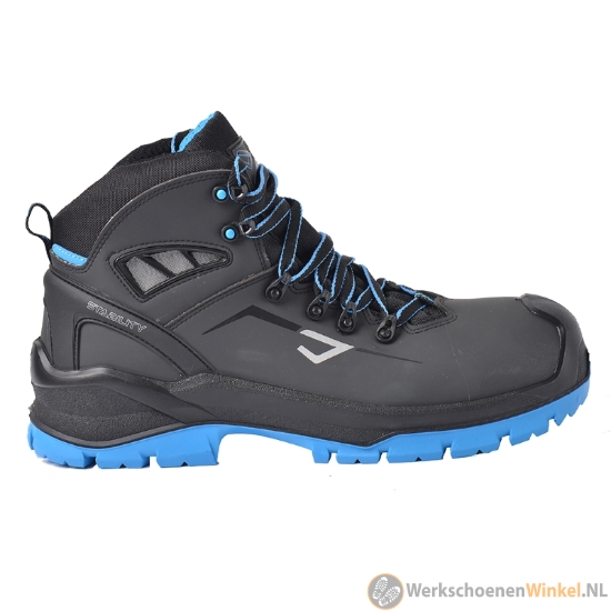 Afbeelding van Metaalvrije veiligheidsschoen Bicap High S3S SR met extra hielondersteuning - zwart/blauw