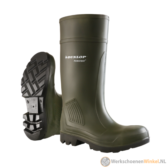 Afbeelding van Slijtvaste Dunlop werkslaars S5 PUR Professional met stalen bescherming (waterdicht) - groen